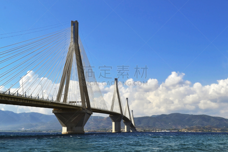 伯罗奔尼撒,希腊,电缆,科林斯湾,桥,附着的,横越,里约热内卢,面向陆地,一只动物