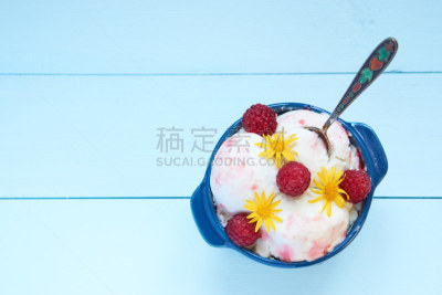 碗,航拍视角,冰淇淋,球,水平画幅,香草兰,奶油,意大利冰淇淋,夏天,甜点心