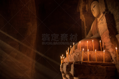 缅甸,田地,蒲甘,地形,母牛,宝塔,两只动物,运输,推车,拉