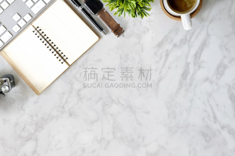 计算机,办公室,书桌,白色,大理石,办公用品,留白,商务,空的,杯