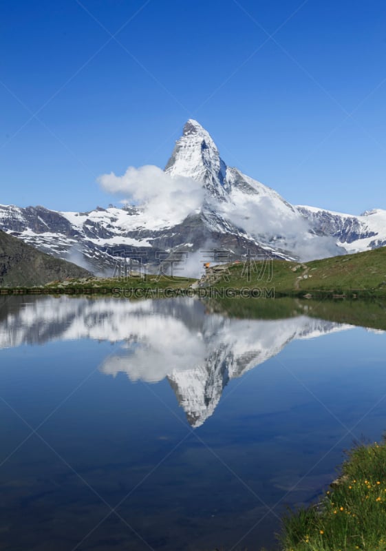 湖,策尔马特,马特洪峰,瑞士阿尔卑斯山,垂直画幅,天空,雪,无人,户外,白色