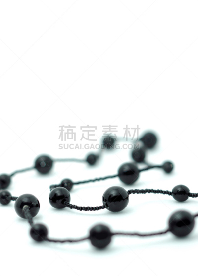 白色背景,黑色,珍珠项链,分离着色,纹理效果,球体,前面,背景分离,美术工艺,华贵