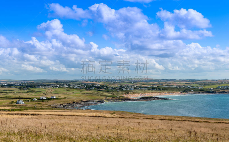 南,特瑞佛斯岬,都市风景,天空,康沃尔,旅游目的地,水平画幅,无人,蓝色,大西洋