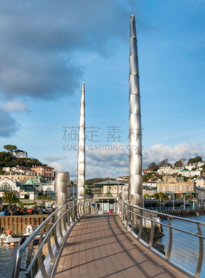 拓闺市,巴尔的摩,人行桥,德文郡,垂直画幅,旅游目的地,海港,英格兰,行人,船
