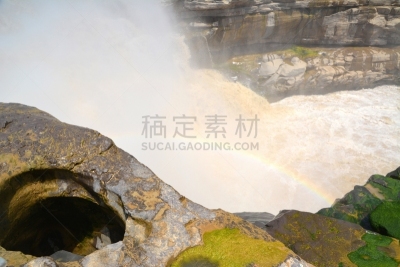 壶口瀑布,陕西省,中国,彩虹,黄河,山西省,著名自然景观,中国东北部,沟壑,水平画幅