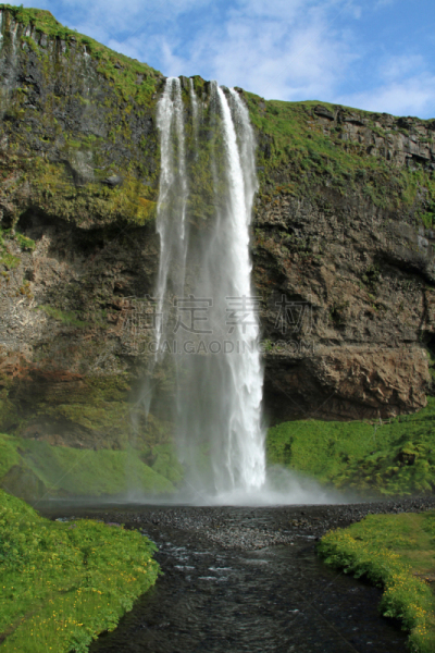 冰岛国,seljalandsfoss waterfall,南,垂直画幅,水,瀑布,无人,夏天,户外,著名自然景观