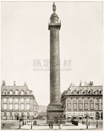 Place Vendôme, Paris, France in 1880s
