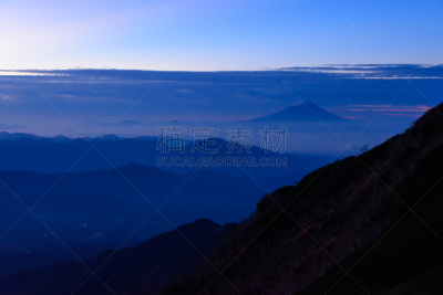 云,富士山,海洋,山,天空,美,水平画幅,巴岳山,秋天,无人
