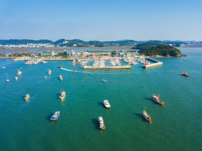 韩国,船,岛,海洋,大群动物,高视角,水,天空,美,褐色