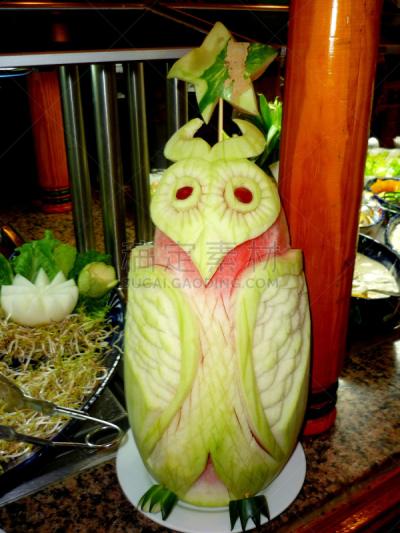 加勒比海地区,红色,美术工艺,垂直画幅,膳食,食品,图像,猫头鹰,无人,水果
