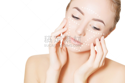 人的脸部,箭头符号,整形手术,皮肤,概念,女人,线条,背景分离,药,医疗流程