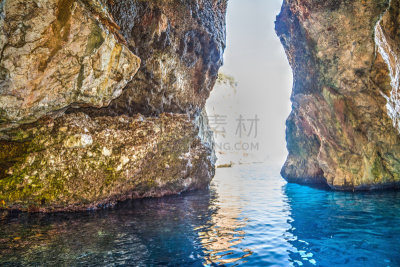 撒丁岛,水,天空,洞,水平画幅,无人,洞室,户外,石头,卡拉国诺呢