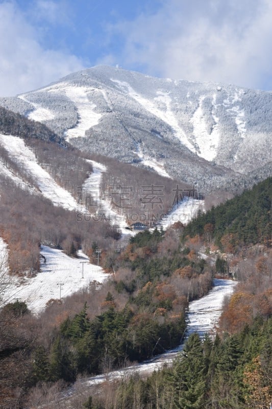 阿迪隆戴克山脉,冬季运动,lake placid town,秋天,垂直画幅,图像,滑雪运动,雪,美国,无人