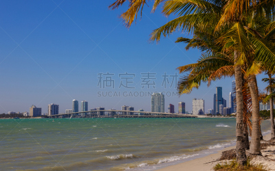 佛罗里达,迈阿密,海滩,风景,图像,卡比斯坎湾,水,天空,美国,水平画幅