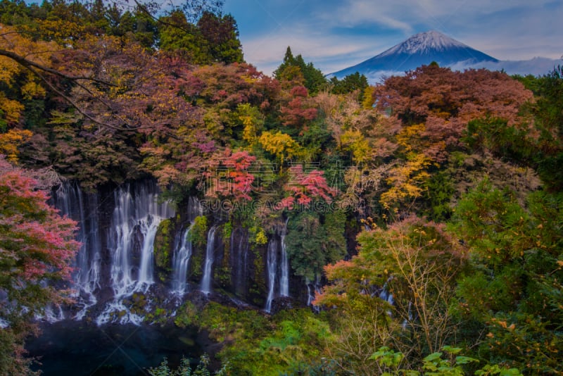 秋天,shiraito falls,国内著名景点,富士宫,环境,静冈县,湖,富士山,瀑布,岩石