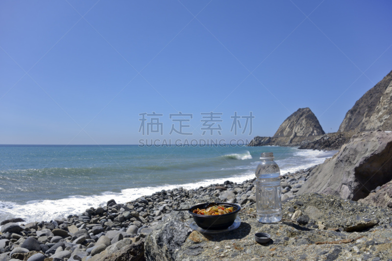 海滩,慕鼓角,文图拉县,水,天空,水平画幅,山,沙子,无人,湿