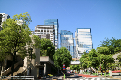 日本,河流,晴海街,建筑外部,摩天大楼,路口,水平画幅,无人,蓝色,东京