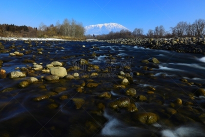 河流,岩手县,山,旅途,雪,水面,自然美,春天,植物,岩石