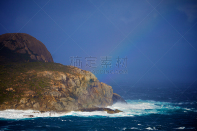 粗糙的,海洋,彩虹,西澳大利亚,水平画幅,无人,蓝色,海岬,户外,华盛顿州
