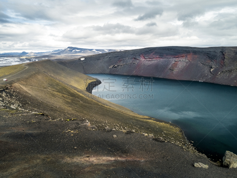 风景,fjallabak nature reserve,湖,火山岩,云,无人机,火山湖,自然荒野区,户外,山脉