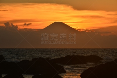 富士山,三浦市,横须贺,相模湾,旅游目的地,水平画幅,雪,无人,日本,户外