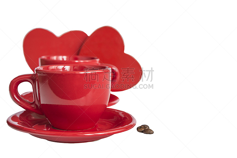 情人节,概念,红色,烤咖啡豆,早餐,水平画幅,节日,工间休息,心型,咖啡