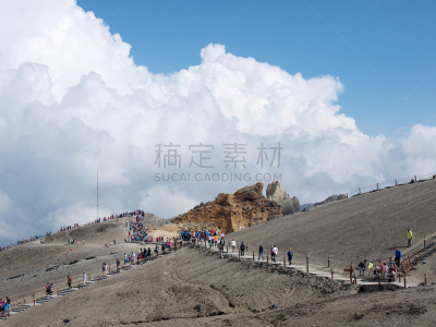 火山,天空,水平画幅,无人,火山地形,夏天,户外,云景,石头,山脊