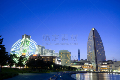 横滨高速铁路,建筑体,横滨,摩天轮,水平画幅,地形,夜晚,无人,日本,东亚
