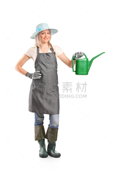 园艺,喷壶,女性,垂直画幅,仅成年人,想法,青年人,白色,植物学,园艺器具