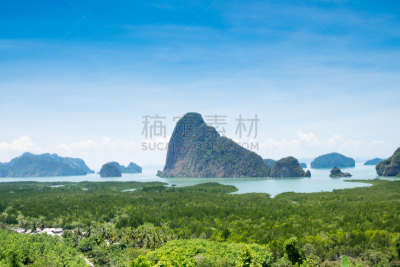 泰国,视角,攀牙府,水平画幅,无人,户外,岛,海洋,山,攀牙湾