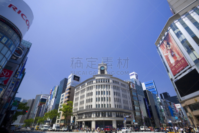 银座四丁目,银座,东京,水平画幅,无人,日本,东亚,户外,城市,都市风景