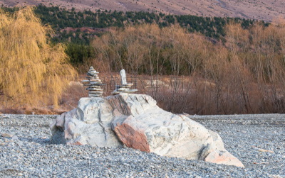 湖,石头,海滩,平衡,平衡岩石,普卡基湖,冰雕,灵性,雪,旅行者