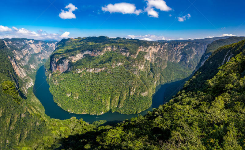 恰帕斯州,苏米德洛峡谷,墨西哥,在上面,看风景,水,天空,美,公园,沟壑