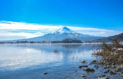 雪,湖,冬天,富士山,日本,天空,美,水平画幅,火山地形,巨大的