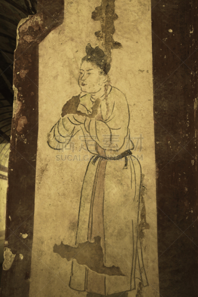 泥墙画,唐朝,垂直画幅,式样,纹理效果,古老的,帆布,摇滚乐,过时的,复古风格
