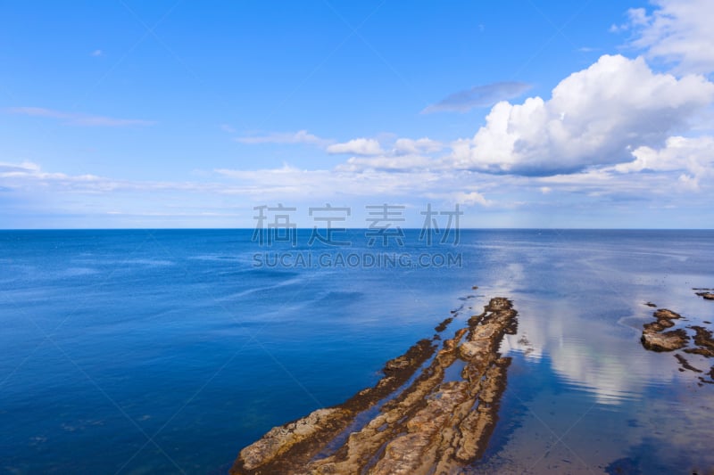 苏格兰,德国北海地区,海景,岩石,海滩,圣安德鲁斯,天空,水平画幅,无人,在边上