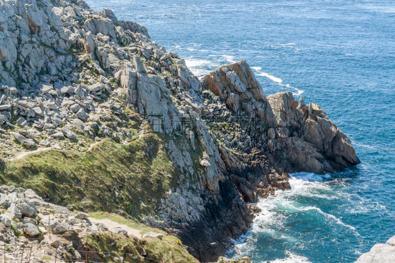 赫兹海岬,布列塔尼,河岸区,菲尼斯泰尔省,海岬,簇叶从生的,水平画幅,无人,大西洋,岩层