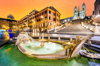 piazza di spagna roma rome spanish steps Scalinata di Trinità dei Monti orange sky