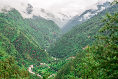 云,山脉,风景,在上面,雾,鸡尾酒,喜马拉雅山脉,延时摄影,西姆拉,山脊