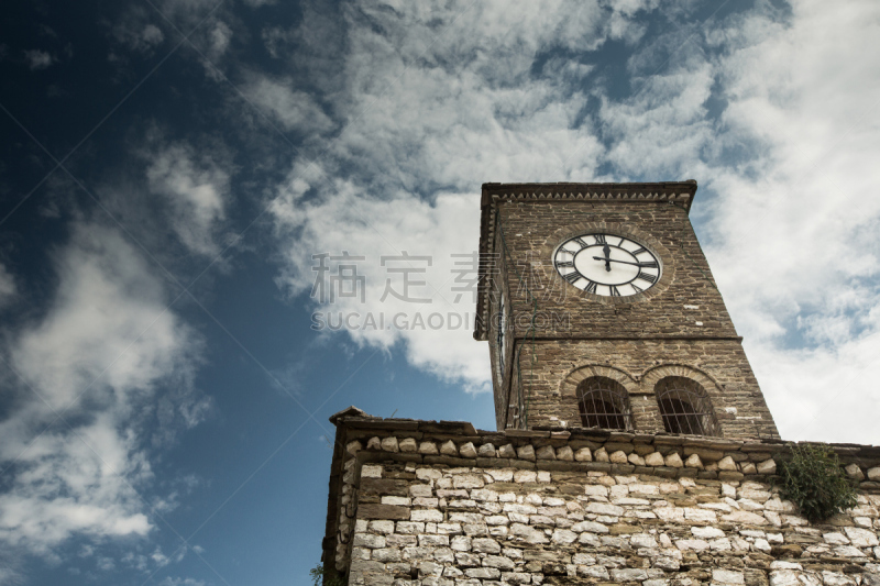 吉洛卡斯塔,阿尔巴尼亚,钟塔,水平画幅,地拉那,建筑,乡村,欧洲,旅行者,户外