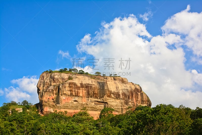 锡吉里耶,岩石,丹布拉,岩面,自然,旅游目的地,水平画幅,无人,斯里兰卡,蓝色