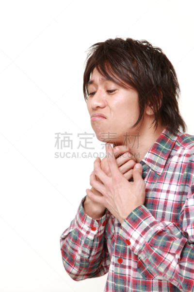喉咙,日本人,痛苦,男人,青年人,垂直画幅,30岁到34岁,仅男人,仅成年人,喉咙痛