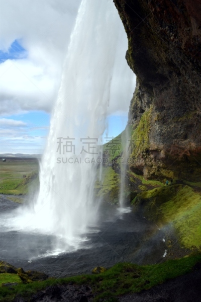 seljalandsfoss waterfall,垂直画幅,水,天空,美,瀑布,美人,户外,活力,非凡的