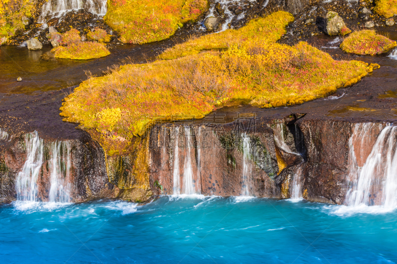 博尔加内峡湾,hraunfossar,冰岛国,西,朗格冰川,冰岛中西部,建筑的,多孔渗水的,熔岩,水平画幅