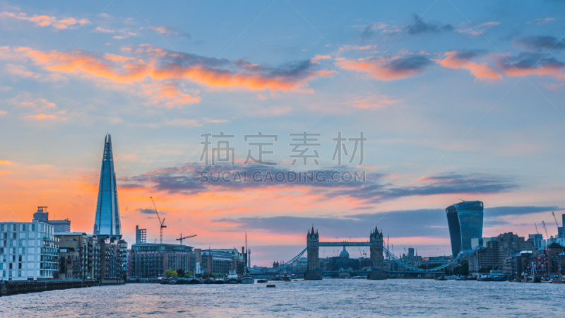 城市天际线,全景,芬彻奇街二十号,碎片大厦,汽车尾翼,伦敦,泰晤士河,未来,新的,夜晚