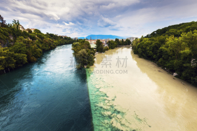 日内瓦,河流,隆河,river arve,罗讷河,罗讷省,瑞士,水,水平画幅,无人