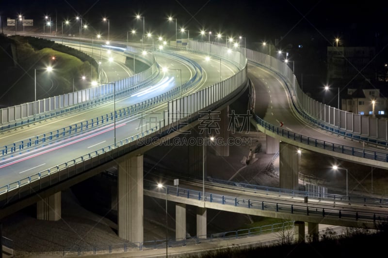 夜晚,市区路,高架道路,汽车,交通,迅速,公路,多车道公路,现代,班斯卡-比斯特里察