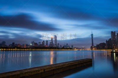 广州,风景,高层云,水,天空,水平画幅,夜晚,无人,海港,户外