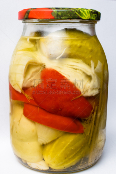 莳萝,甘蓝,蔬菜,绿色,广口瓶,大蒜,多样,黄瓜,红色灯笼椒,垂直画幅