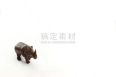 犀牛,木制,雕刻物,白色背景,往下看,分离着色,动物手,动物冲锋,木材着色料,长牙